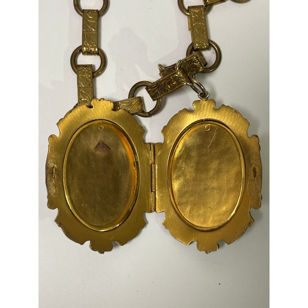 Vintage Antique Art Nouveau Pendant Necklace Book Chain - Picture 11 of 11